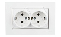 Rita - Розетка двойная 2x2P+E, (в комплекте с рамкой), белый
