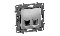 Etika - Розетка RJ11+RJ45 5E UTP (алюминий/стикерованный)