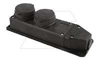 Tena - Блок розеточный 2х2P+E c крышкой, IP44, моноблок, черный