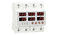 Реле контроля напряжения и тока RM-FVA/63, 3P+N, 3NO, 63A, 220VAC, черед., асимметр., Umin(120_210V)/Umax(220_300V), Imin/Imax(5_63A), 0.1_0.5s/5_600s