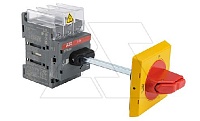 Выкл. нагрузки OT80F3HY5X6ST2, 80A 3P с желто-красной выносной блок. рукояткой на 3 замка OHYS2AJ IP65 и осью OXS6X120