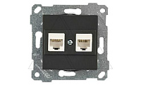 Rita - Розетка 2хRJ-45 кат. 5e UTP, черный мат