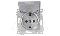 Rita - Розетка 2P+E, с крышкой, защ. шторки, нерж. сталь