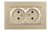 Rita - Розетка двойная 2x2P, (в комплекте с рамкой), золото доре