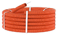 Труба ПНД гибкая гофр. д.32мм, лёгкая с протяжкой, 25м, цвет оранжевый