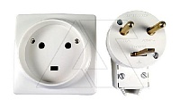 Quteo - Розетка 2P+E 32А, накладной монтаж,винт. зажимы + вилка 2Р+Е 32А, белая
