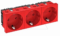 Розетка STD-D0 SRO3, 3x2P+E нем.ст., 16А, 250V ~, 0°, пруж. зажимы, защ. шторки, красный, поликарбонат