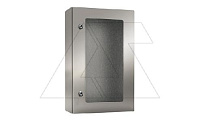 Щит ECOR моноблочный 700x500x250мм (ВxШxГ) из нерж. стали навесной с монт. панелью со стеклянной дверью, 2 язычковых замка, дно глухое, IP66