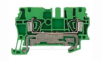 Клемма пружинная ZPE 2,5 на 2 присоед., зеленая, с реечным заземлителем
