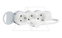 Удлинитель Стандарт 3X2P+E нем.стд. со шторками, 5м., бело-серый (стикерованный)