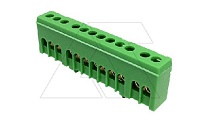 Клеммник Morek для заземления PE12H 1P 12x1,5_16mm² Cu, 63A, 690V, зеленый, IP20 (стикерованный)