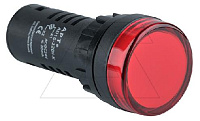 Индикатор светодиодный моноблочный AD16-22D, красный, LED 24VAC/DC, фильтр 5V, IP65, 22mm