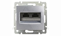 Valena - Розетка 2хRJ-45 UTP CAT6 монтаж на винтах, алюминий