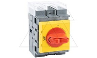Выкл. нагрузки OT100FT3HY7ST4, 100A 3P монтаж на дверь с желто-красной блок. рукояткой на 3 замка OHYS2RJ IP65 и крышкой OTS125T3
