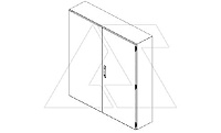 Щит DM моноблочный 1200x1200x400мм (ВхШхГ) навесной с монт. панелью, 2 глухие двери, ригельный замок, 6 петель RAL7035, IP54