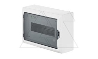 Щит навесной ECO BOX 1x12M, N/PE 2x 6x16+3x10mm2, дымчатая пласт. дверь, белый RAL9003, 198x298x96mm, IP40 (стикерованный)