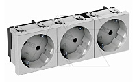 Розетка STD-D3 AL3, 3х2P+E нем.ст., со смещением контактов 33°, пруж. зажимы, защ. шторки (алюминий)