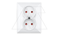 OPAL - Розетка 2x2P с рамкой, со шторками, белый